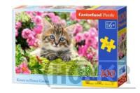 Puzzle 100 Kitten In Flower Garden kotek